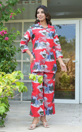 red co-ord set, pvoria