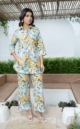 Multicolor Floral Printed Cotton Co-ord Set With Pocket
