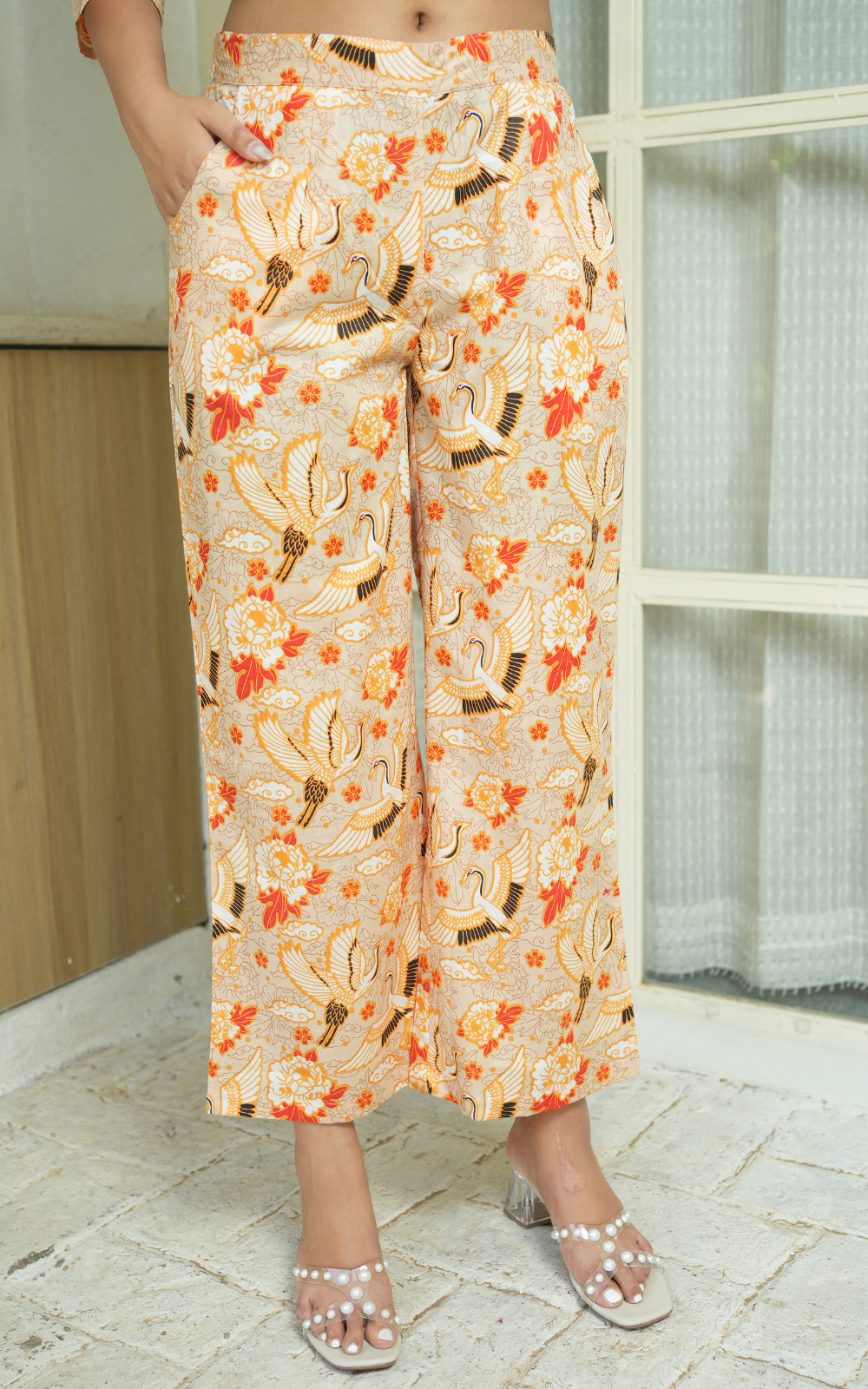 Warm Yellow Printed Cotton Co-ord Set With Pocket