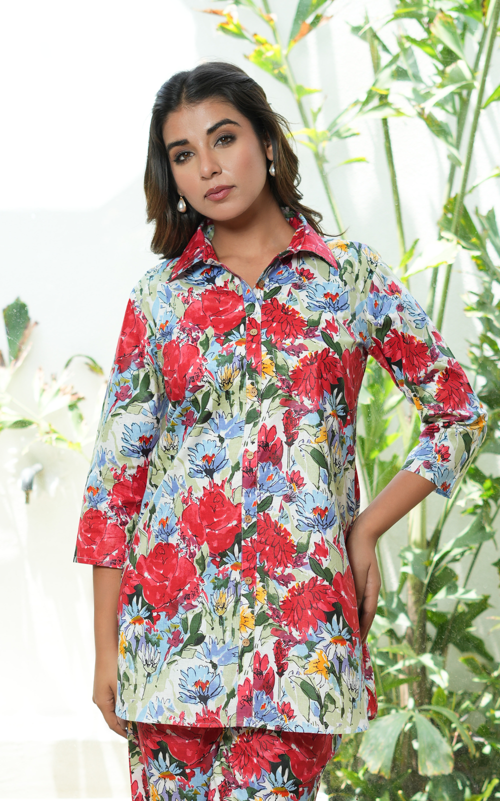 Floral Multicolor Printed Cotton Co-ord Set With Pocket