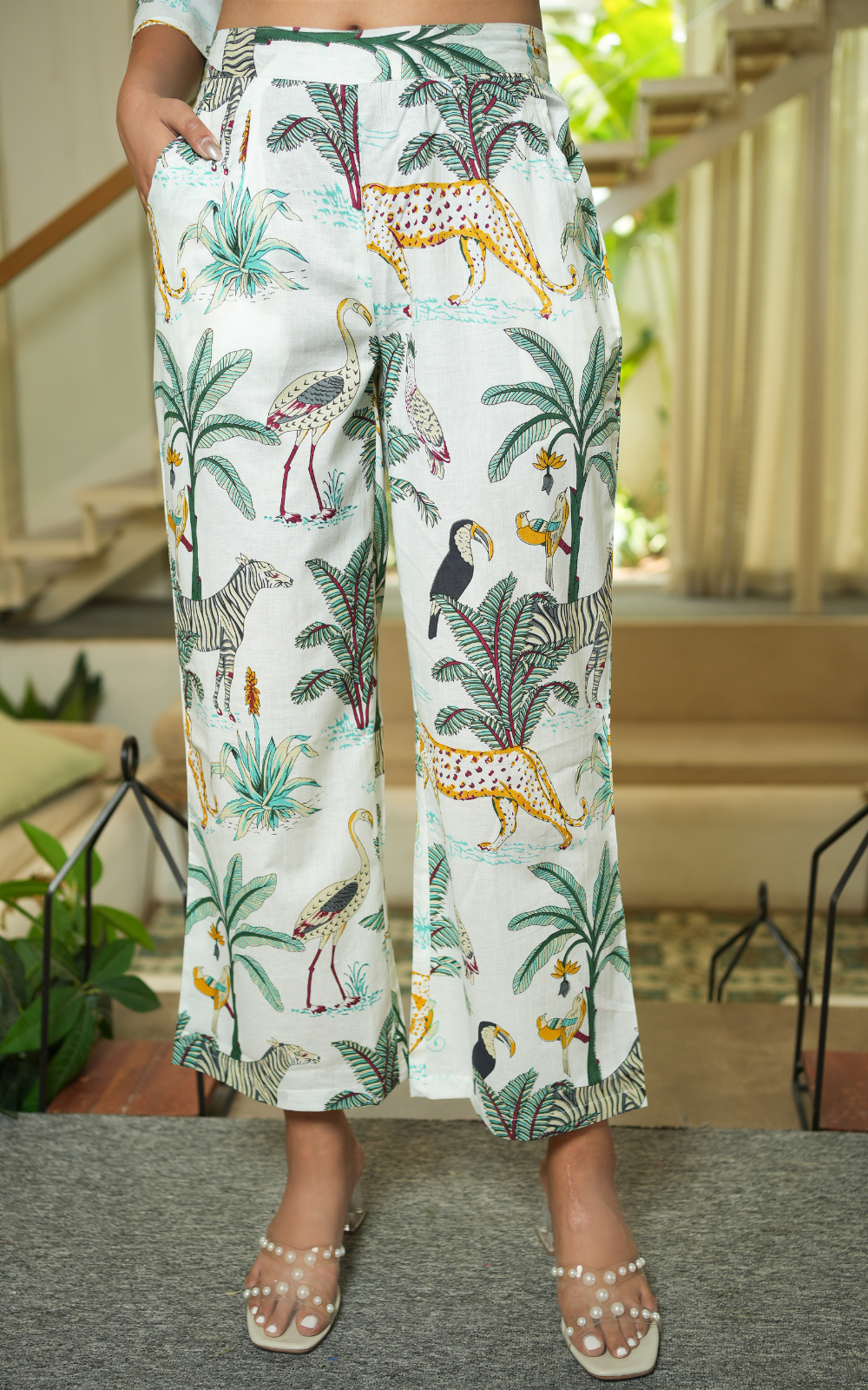 Ivory Jungle Print Cotton Women Co-ord Set